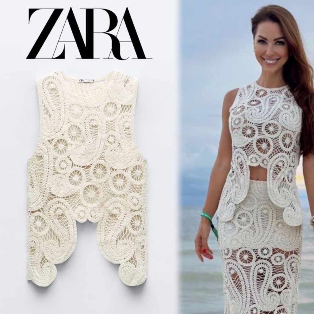 Zara Asymmetric Crochet Top Bloggers Favorite